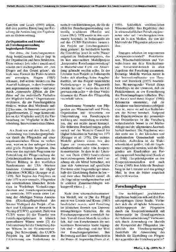 Vorschauseite 4: Veränderung der Schmerz-Einschätzungspraxis von Pflegenden: Ein Ansatz kooperativer Forschungsanwendung
