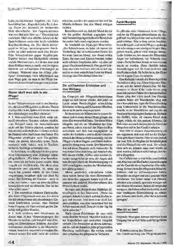 Vorschauseite 2: Nähe und Distanz - Schamgefühl und Ekel Pflege, eine intime grenzüberschreitende Dienstleistung
