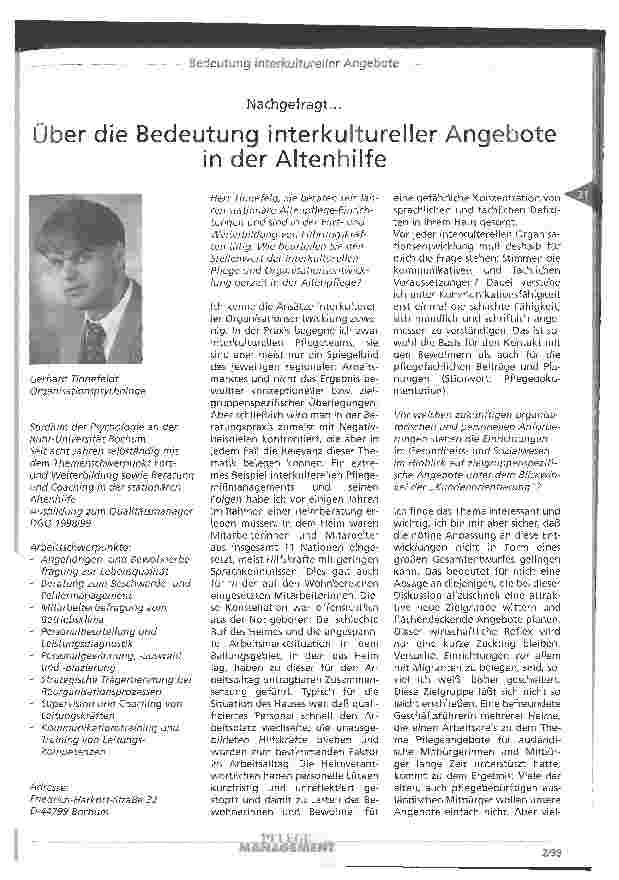 Vorschauseite 1: Über die Bedeutung interkultureller Angebote in der Altenhilfe