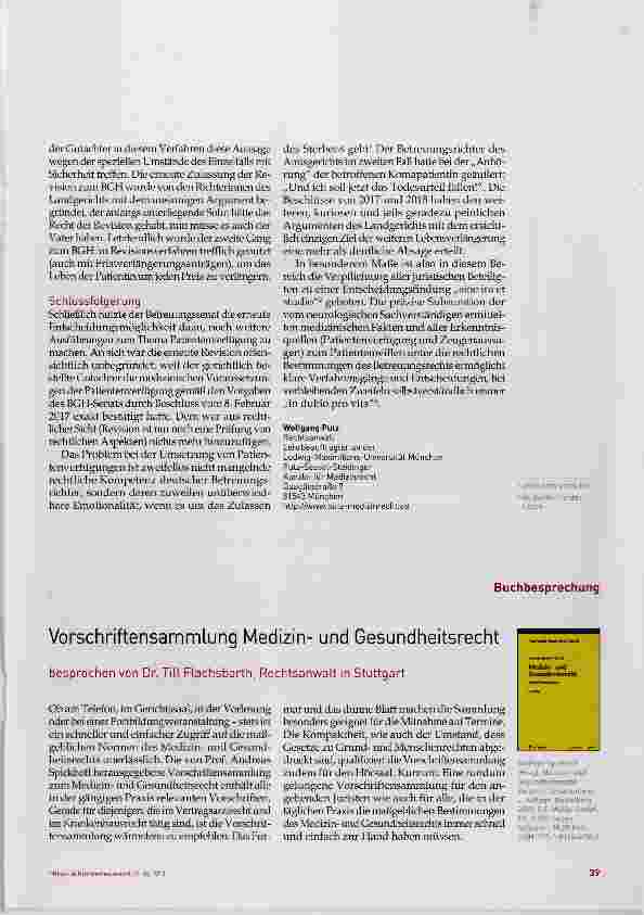 Vorschauseite 3: Der BGH zur Wirksamkeit einer Patientenverfügung