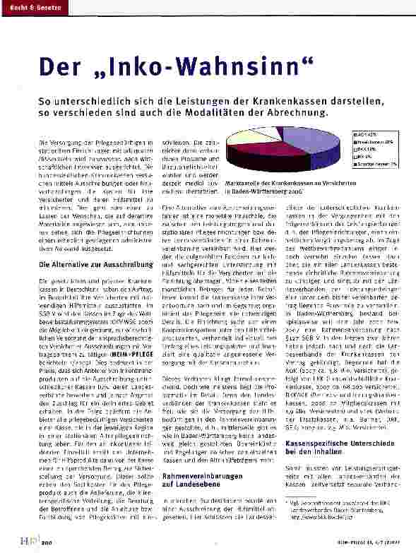 Vorschauseite 1: Der „Inko-WahnsinnSo unterschiedlich sich die Leistungen der Krankenkassen darstellen, so verschieden sind auch die Modalitäten der Abrechnung.