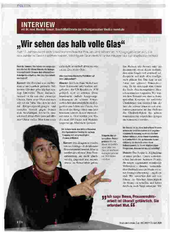 Vorschauseite 1: „Wir sehen das halb volle Glas