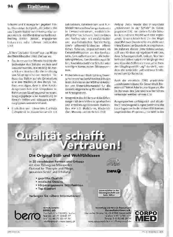 Vorschauseite 3: Projekt SchuleStillen und Säuglingsernährung als Thema im Schulunterricht