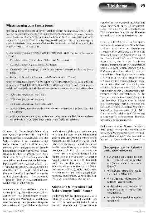 Vorschauseite 4: Projekt SchuleStillen und Säuglingsernährung als Thema im Schulunterricht