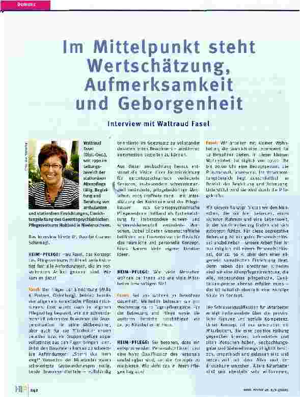 Vorschauseite 1: Im Mittelpunkt steht Wertschätzung, Aufmerksamkeit und Geborgenheit