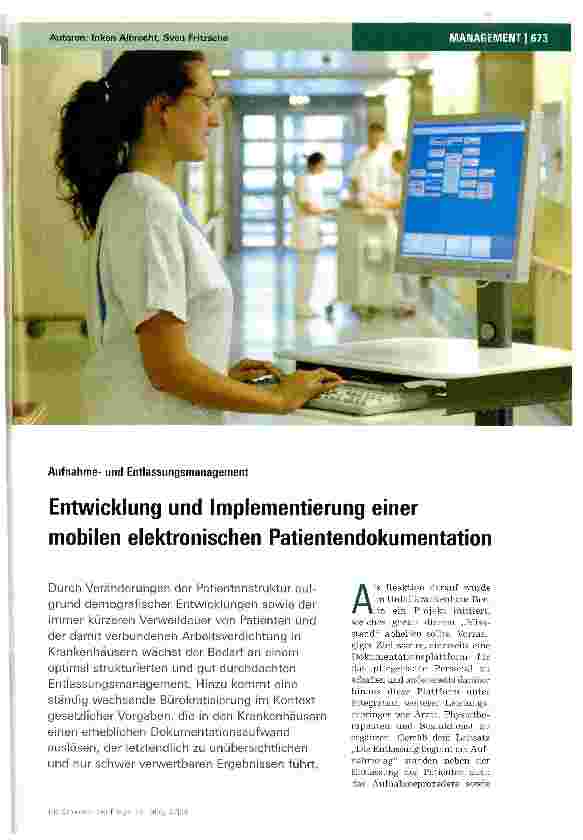 Vorschauseite 1: Entwicklung und Implementierung einer mobilen elektronischen Patientendokumentation