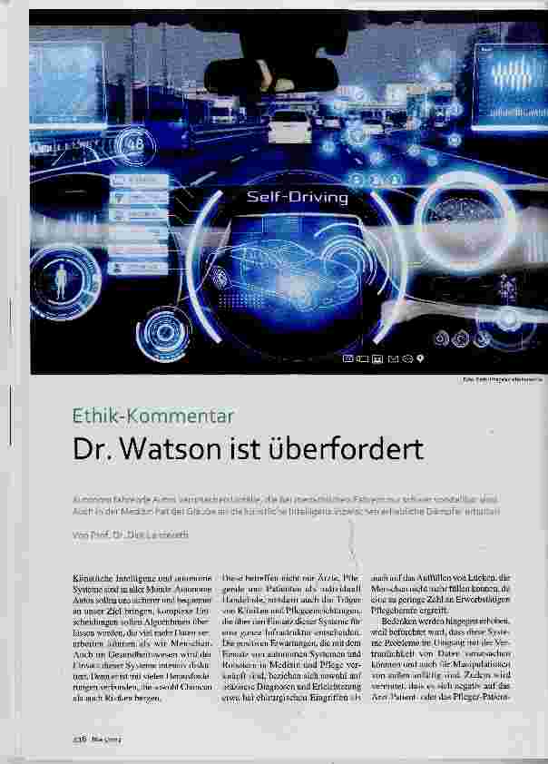 Vorschauseite 1: Ethik-Kommentar Dr. Watson ist überfordert