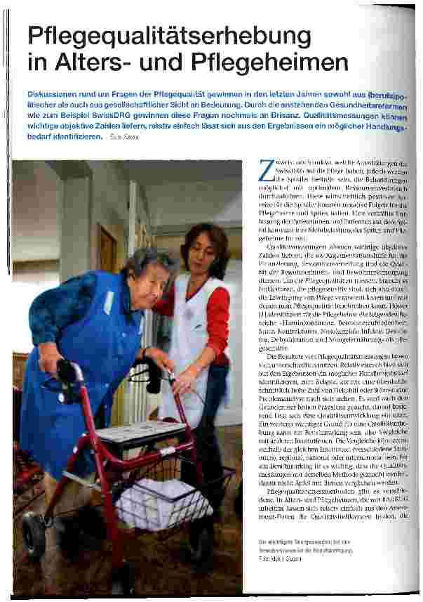 Vorschauseite 1: Pflegequalitätserhebung in Altersund Pflegeheimen