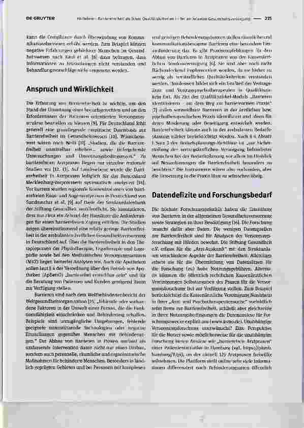 Vorschauseite 2: Barrierefreiheit als (k)ein Qualitätskriterium in der ambulanten Gesundheitsversorgung