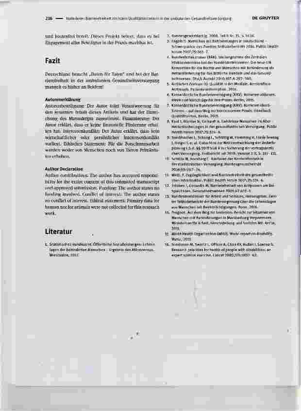Vorschauseite 3: Barrierefreiheit als (k)ein Qualitätskriterium in der ambulanten Gesundheitsversorgung