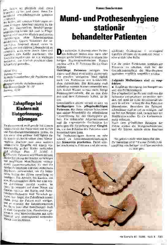 Vorschauseite 1: Mundund Prothesenhygiene stationär behandelter Patienten