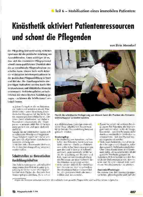 Vorschauseite 1: Kinästhetik akiviert Patientenressourcen und schont die Pflegenden