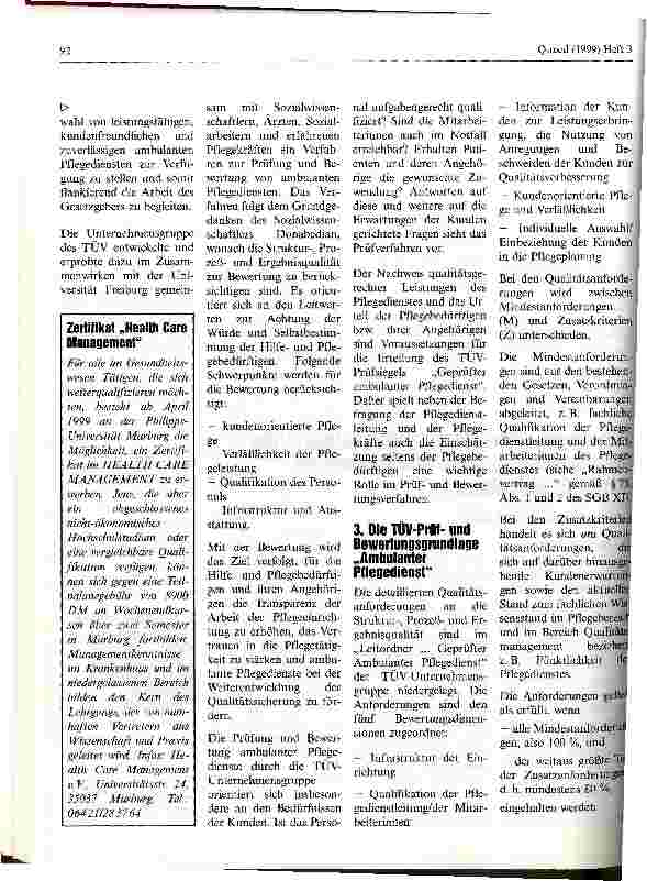 Vorschauseite 2: Prüfsiegel Ambulanter Pflegedienst der Unternehmensgruppe TÜV Rheinland/Berlin-Brandenburg