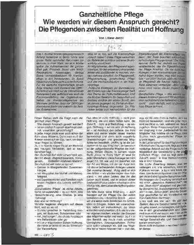 Vorschauseite 1: Ganzheitliche Pflege - Wie werden wir diesem Anspruch gerecht? Die Pflegenden zwischen Realität und Hoffnung