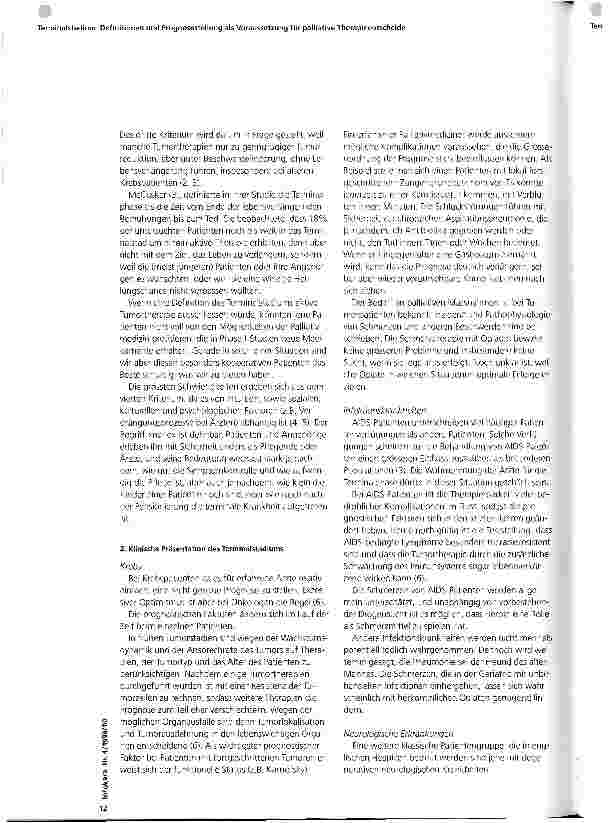 Vorschauseite 2: Terminalstadium: Definition und Prognosestellung als Voraussetzung für palliative Therapieentscheide