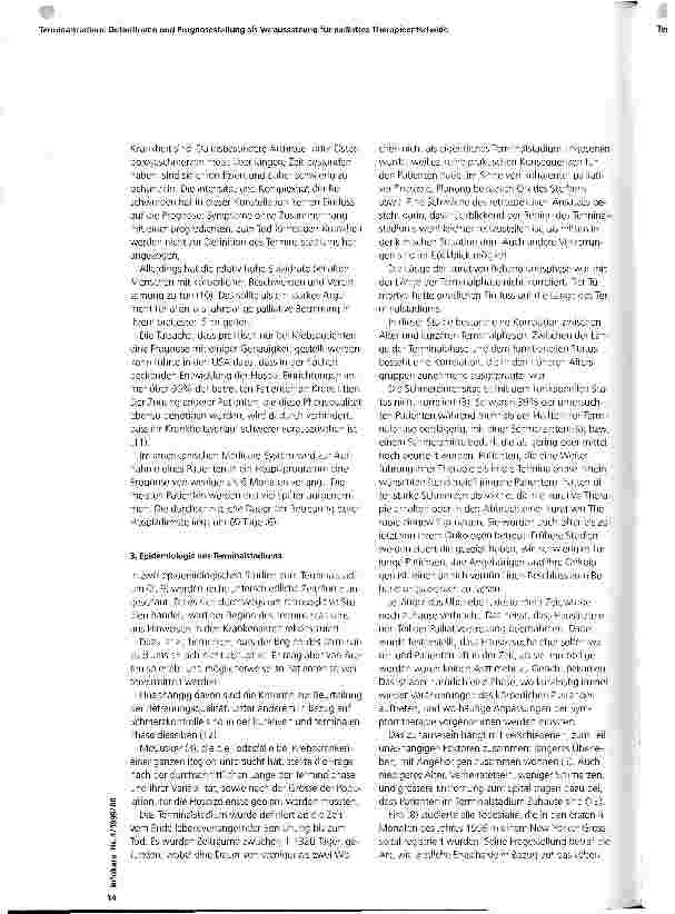 Vorschauseite 4: Terminalstadium: Definition und Prognosestellung als Voraussetzung für palliative Therapieentscheide