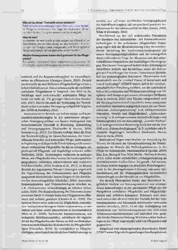 Vorschauseite 2: Telematische Anwendungen in der ambulanten Pflege: Die Perspektive von Pflegekräften