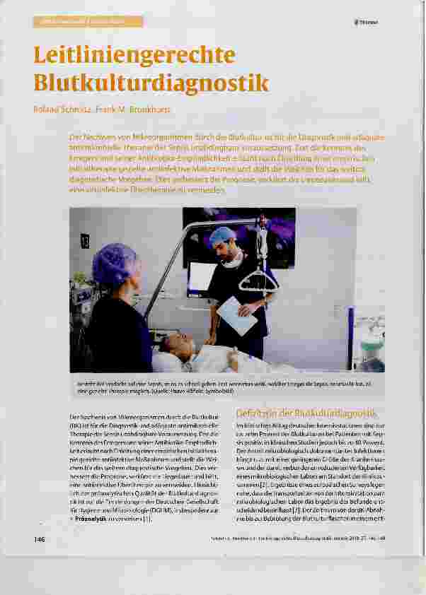 Vorschauseite 1: Leitliniengerechte Blutkulturdiagnostik
