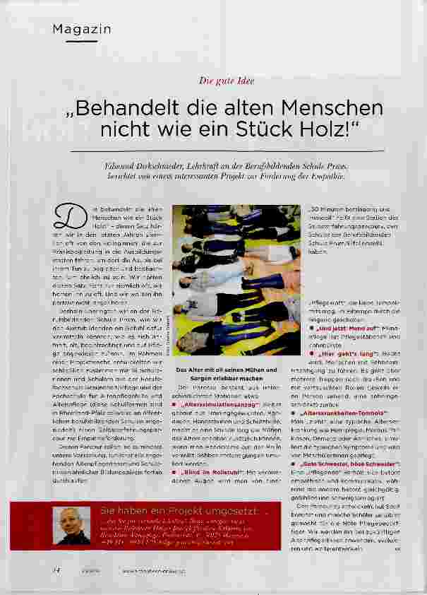 Vorschauseite 1: Behandelt die alten Menschen nicht wie ein Stück Holz!
