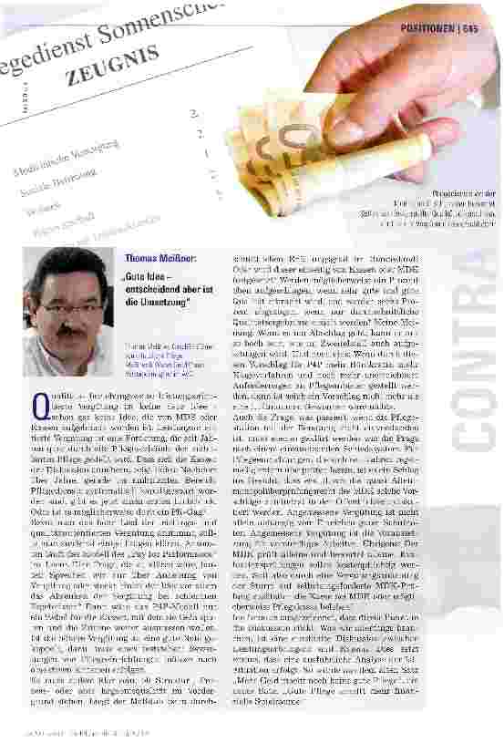 Vorschauseite 2: Pflege - nach Qualität vergüten?