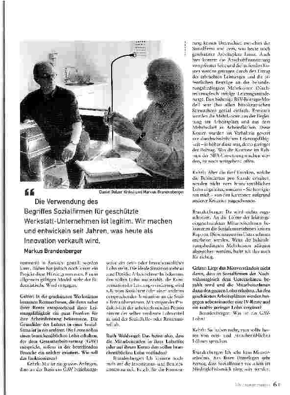 Vorschauseite 3: Wir müssen Arbeit anbietenEine Gesprächsrunde über Sozialfirmen, Arbeit, Wertschätzung und Teilhabe