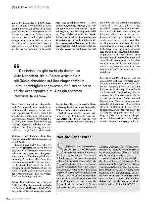 Vorschauseite 4: Wir müssen Arbeit anbietenEine Gesprächsrunde über Sozialfirmen, Arbeit, Wertschätzung und Teilhabe