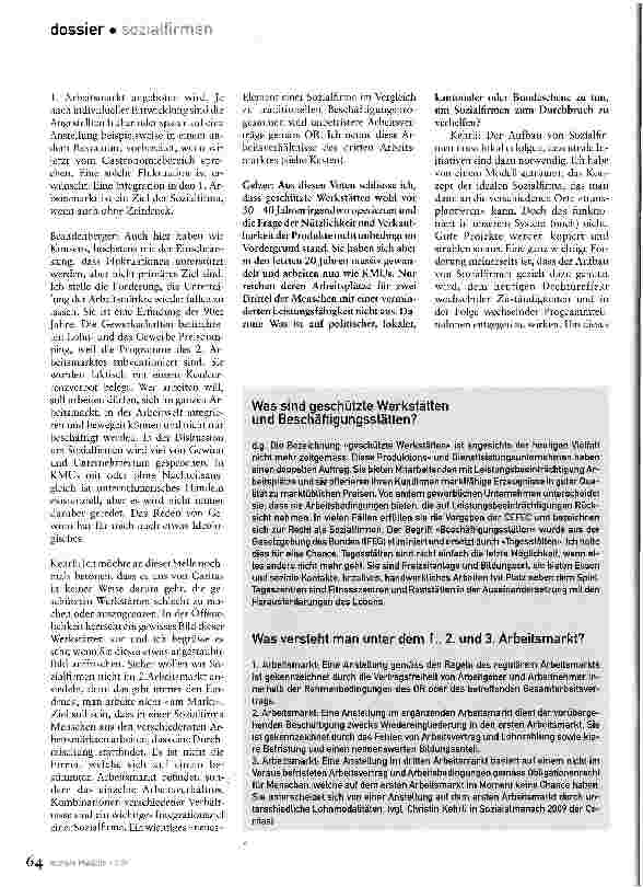 Vorschauseite 6: Wir müssen Arbeit anbietenEine Gesprächsrunde über Sozialfirmen, Arbeit, Wertschätzung und Teilhabe