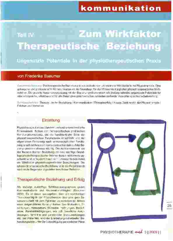 Vorschauseite 1: Zum Wirkfaktor Therapeutische BeziehungUngenutzte Potentiale in der physiotherapeutischen Praxis