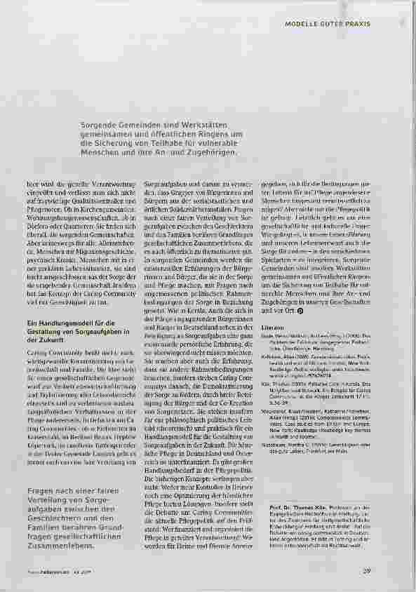 Vorschauseite 3: Caring Community - Eine Vision für gute Sorge und Pflege mit politischen Implikationen?