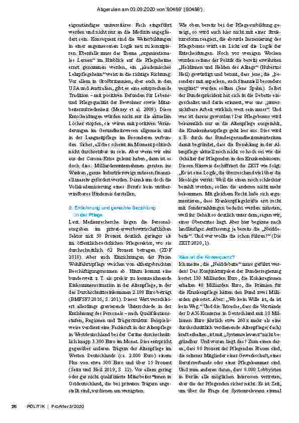 Vorschauseite 3: Solidarität mit der professionellen Pflege – einige Ambivalenzen in der Corona-Debatte
