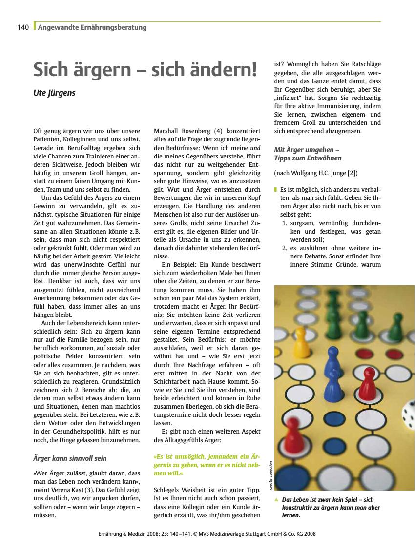 Vorschauseite 1: Sich ärgern – sich ändern!