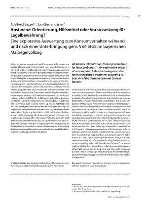 Vorschauseite 1: Abstinenz: Orientierung, Hilfsmittel oder Voraussetzung für Legalbewährung?