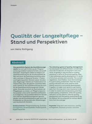 Vorschauseite 1: Qualität der Langzeitpflege - Stand und Perspektiven