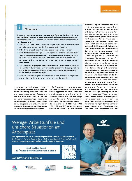 Vorschauseite 2: Verhinderung von Vibrationsrisiken: Gefährdung oft nicht bekannt.
