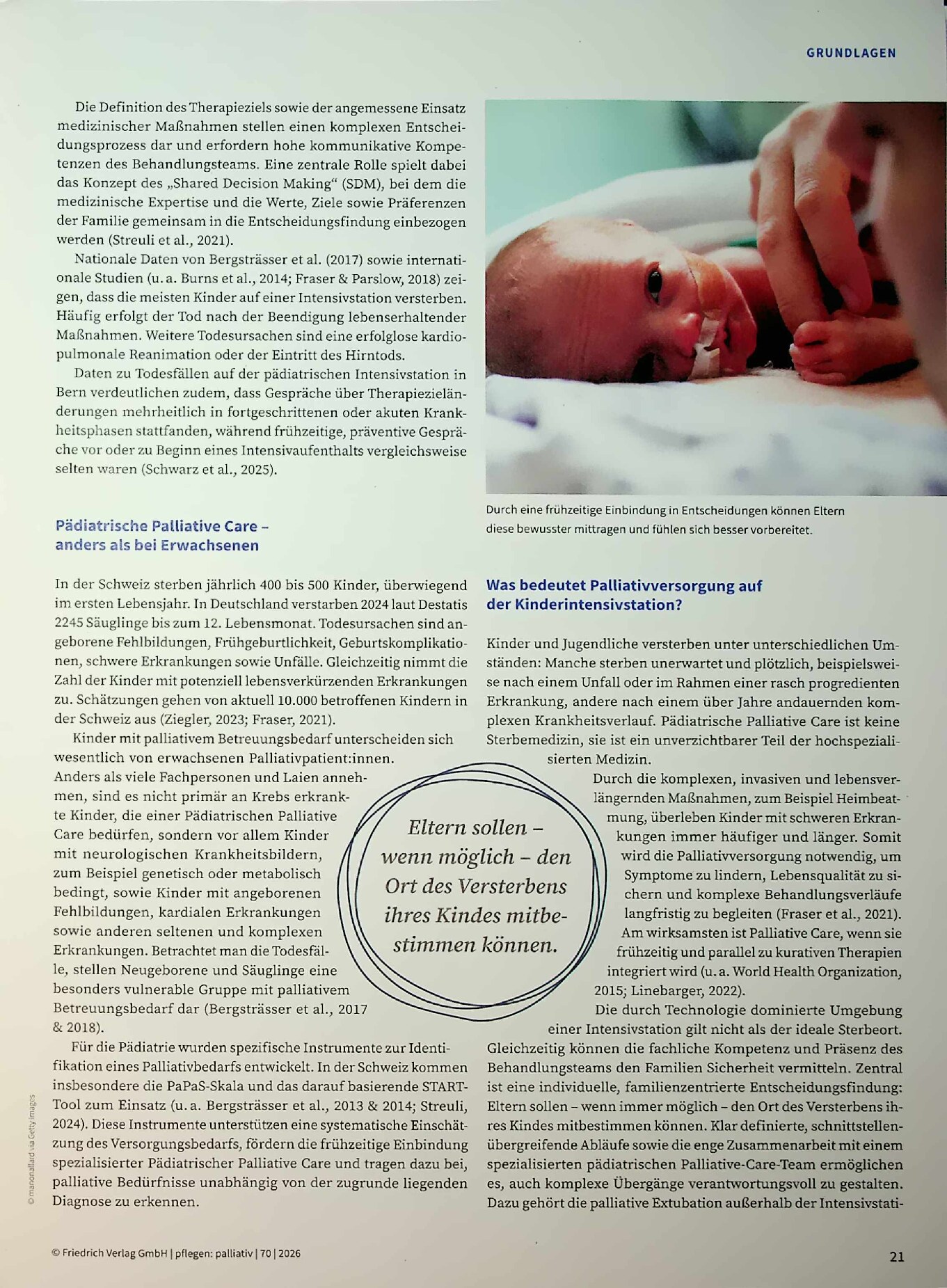 Vorschauseite 2: Wenn Intensivmedizin an Grenzen stößt: Pädiatrische Palliative Care als ergänzende, ganzheitliche Versorgung