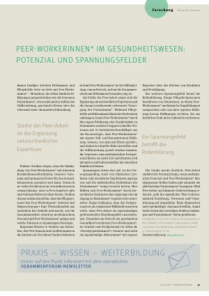 Vorschauseite 1: Peer-Workerinnen* Im Gesundheitswesen: Potenzial und Spannungsfelder