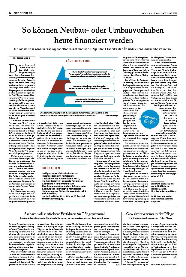 Vorschauseite 1: So können Neubauoder Umbauvorhaben heute finanziert werden.