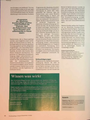 Vorschauseite 3: Programme zur häuslichen Versorgung zur Vermeidung von Spitaleinweisungen