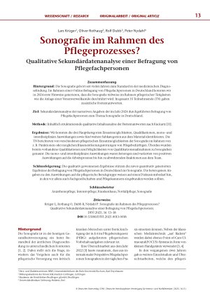 Vorschauseite 1: Sonografie im Rahmen des Pflegeprozesses? Qualitative Sekundärdatenanalyse einer Befragung von Pflegefachpersonen