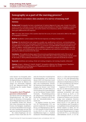 Vorschauseite 2: Sonografie im Rahmen des Pflegeprozesses? Qualitative Sekundärdatenanalyse einer Befragung von Pflegefachpersonen