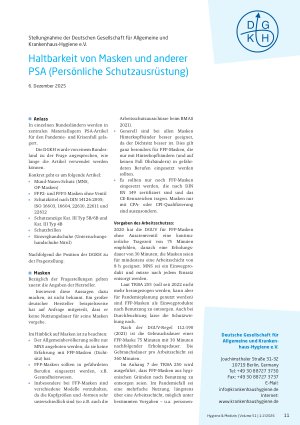Vorschauseite 1: Haltbarkeit von Masken und anderer PSA (Persönliche Schutzausrüstung)