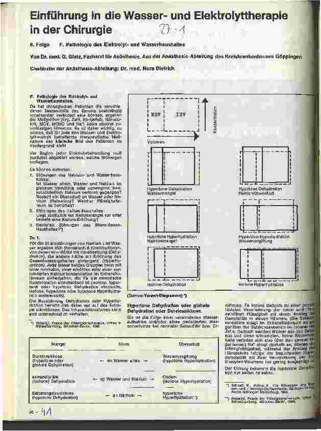 Vorschauseite 1: Einführung in die Wasserund Elektrolyttherapie in der Chirurgie 6. Folge: F. Pathologie des Elektrolytund Wasserhaushaltes