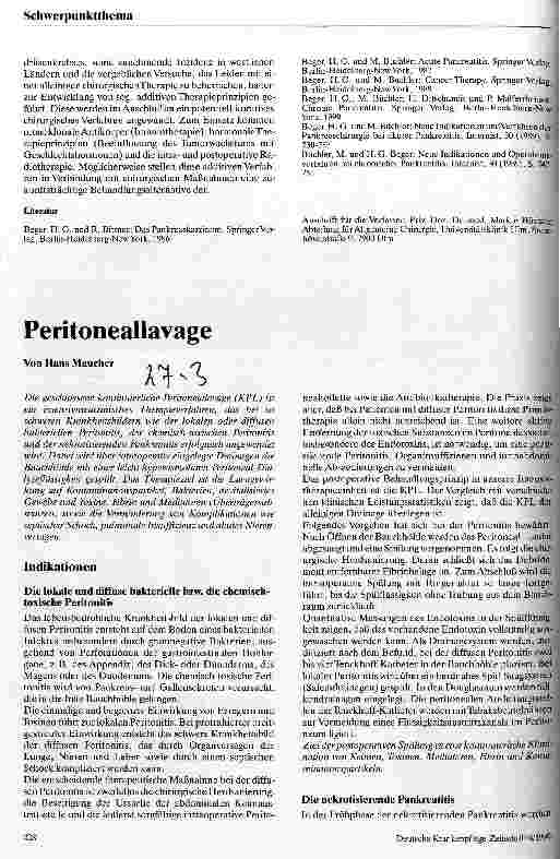 Vorschauseite 1: Peritoneallavage