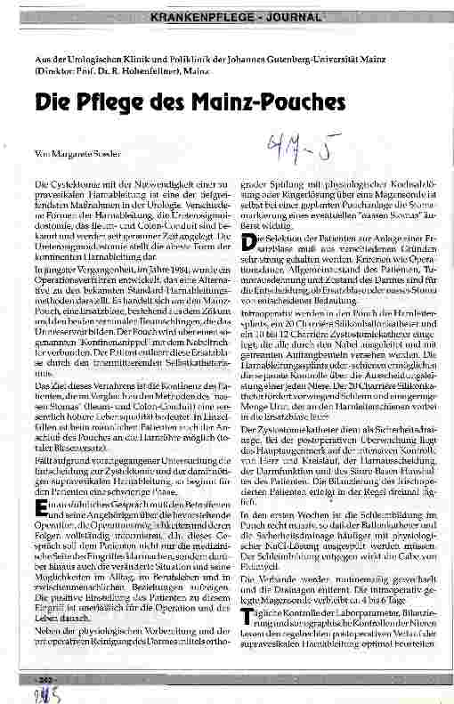 Vorschauseite 1: Die Pflege des Mainz-Pouches