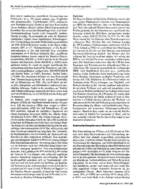 Vorschauseite 3: Wie effektiv ist psychotherapeutische Behandlung bei Patientinnen mit Poststroke-Depression?