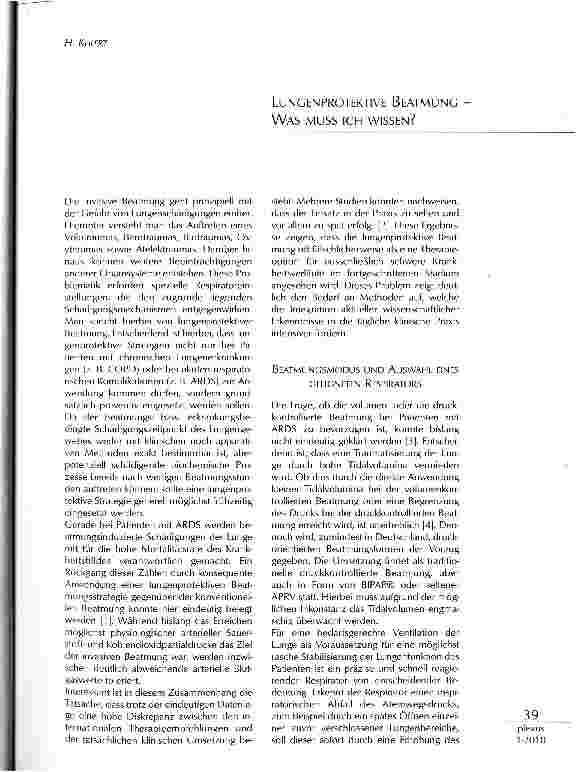 Vorschauseite 1: LUNCENPROTEKTIVE BEATMUNG WAS MUSS ICH WISSEN?