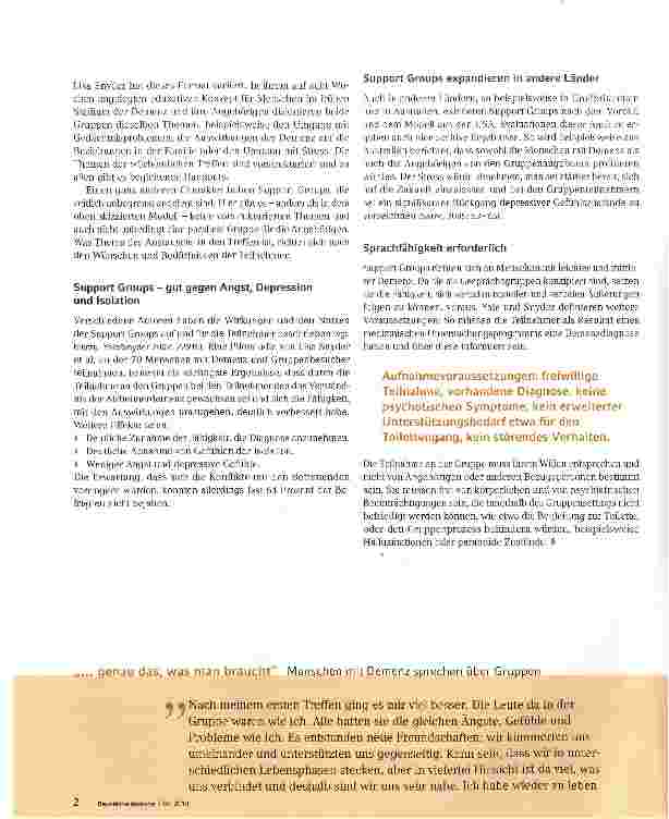Vorschauseite 2: Support Groups - ein Konzept aus den USA