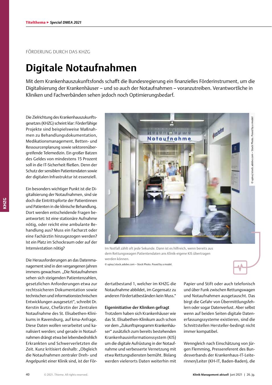 Vorschauseite 1: Förderung durch das KHZG: Digitale Notaufnahmen