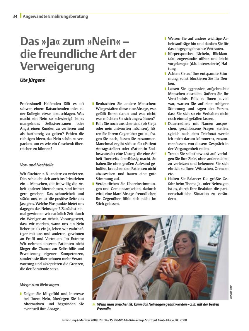 Vorschauseite 1: Das „Ja” zum „Nein” - die freundliche Art der Verweigerung