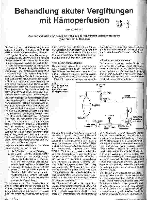Vorschauseite 1: Behandlung akuter Vergiftungen mit Hämoperfusion